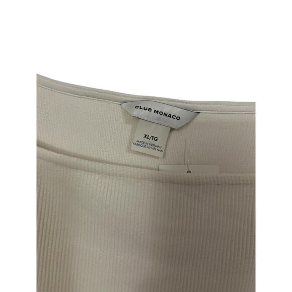 Club Monaco Womens Puff Sleeve Cream Ribbed Mini Dress Size XL - Picture 2 of 5